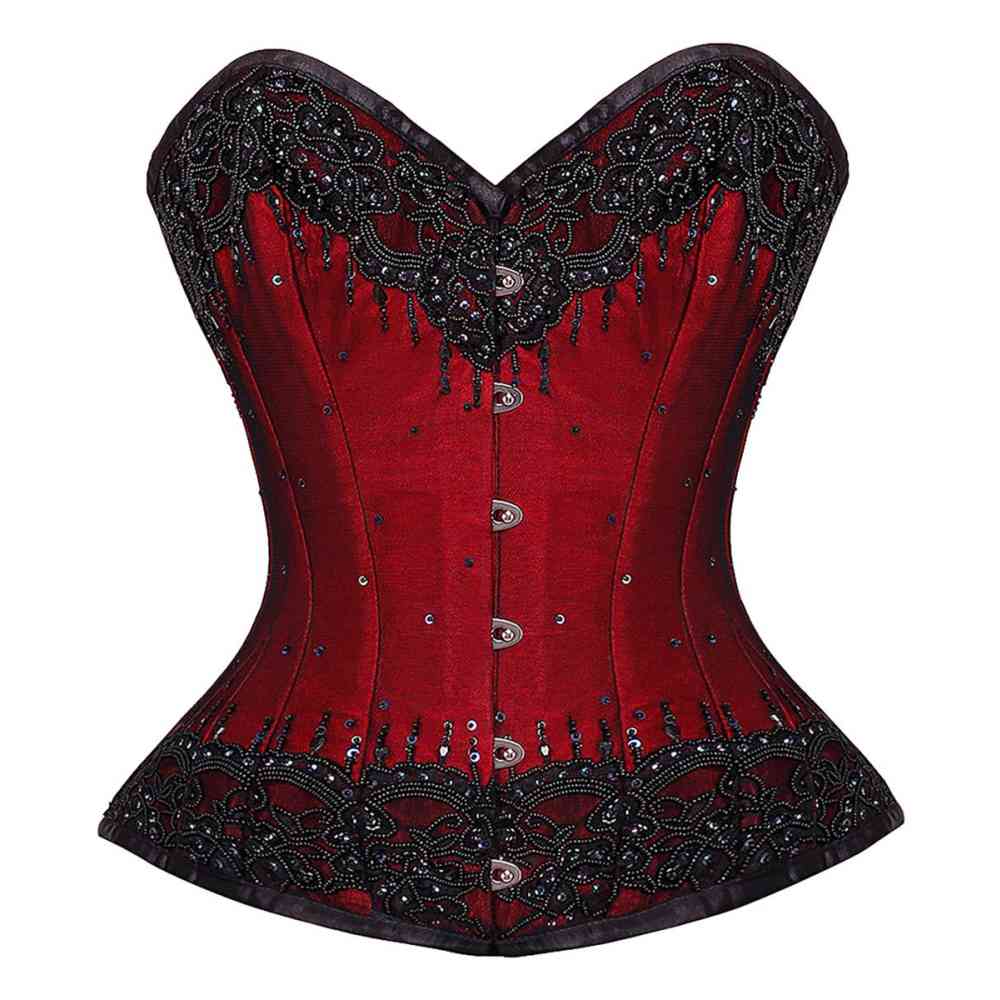Attitude Corsets - Andariël Overbust korset - Kralen, sierlijk - Rood